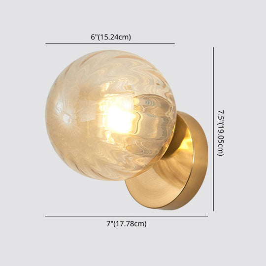 Modern Simplicity Wall Sconce: 1-Light Metal Lamp With Glass Ball Shade