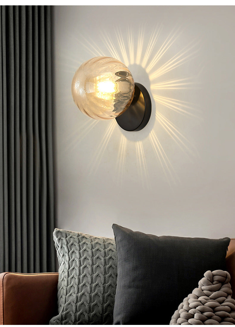 Modern Simplicity Wall Sconce: 1-Light Metal Lamp With Glass Ball Shade