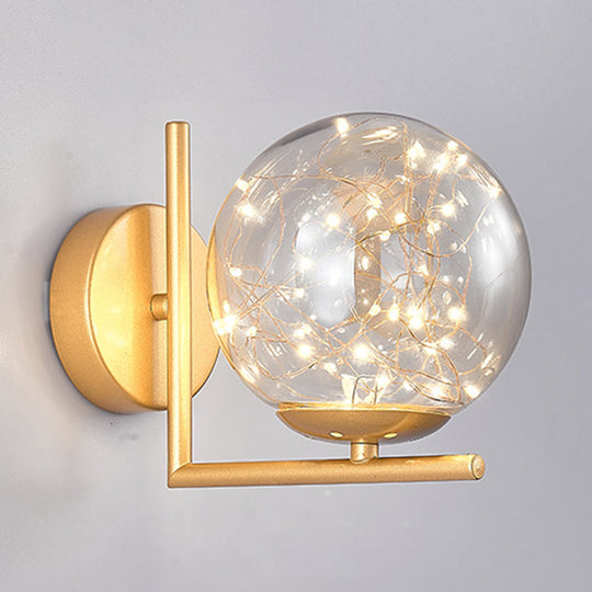 Star Light Wall Sconce: 1-Head Ambient Lighting For Bedroom Gold / Cognac