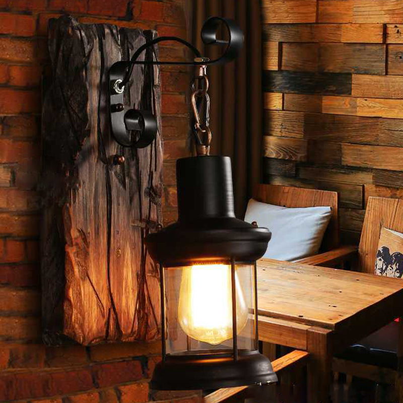 Industrial Loft Wall Mounted Wooden Light - Stylish Lighting Solution For Corridor Restaurant