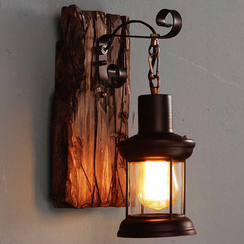 Industrial Loft Wall Mounted Wooden Light - Stylish Lighting Solution For Corridor Restaurant