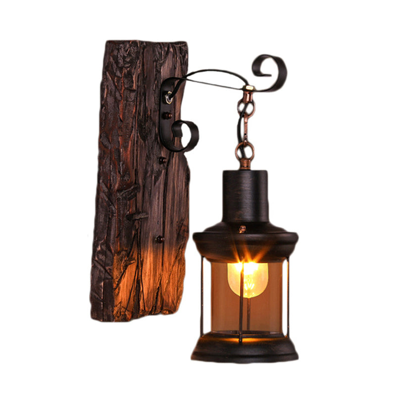 Industrial Loft Wall Mounted Wooden Light - Stylish Lighting Solution For Corridor Restaurant Black