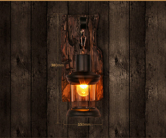 Industrial Loft Wall Mounted Wooden Light - Stylish Lighting Solution For Corridor Restaurant