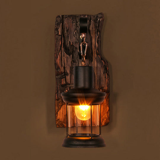 Industrial Loft Wall Mounted Wooden Light - Stylish Lighting Solution For Corridor Restaurant