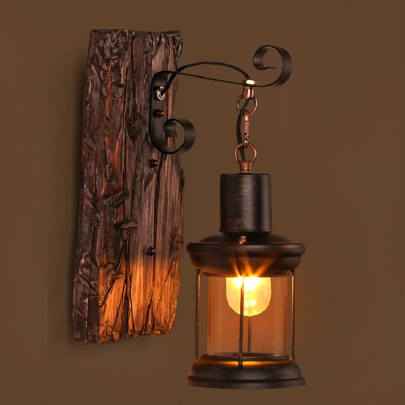 Industrial Loft Wall Mounted Wooden Light - Stylish Lighting Solution For Corridor Restaurant