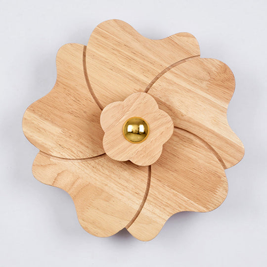 Chinese-Inspired Flower-Shaped Wooden Sconce: Decorative Wall Lighting For Bedroom/ Tearoom