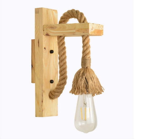 Industrial Bare Bulb Wall Sconce With Braided Rope For Restaurant Corridor Lighting