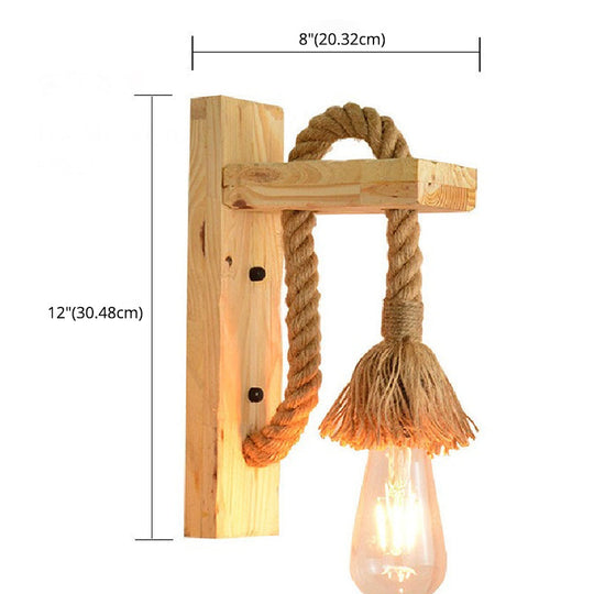 Industrial Bare Bulb Wall Sconce With Braided Rope For Restaurant Corridor Lighting