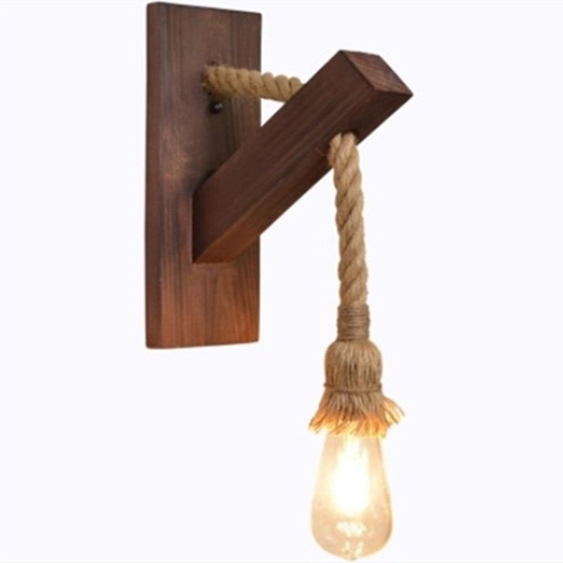 Wooden Wall Lamp: Single Light Bare Bulb Sconce For Bar & Restaurant Lighting