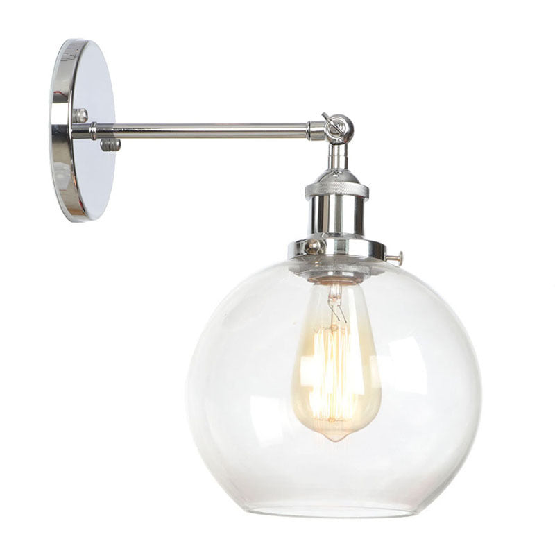 Modern Glass Wall Sconce Light For Indoor Décor - Single Fixture With Transparent Shade Chrome /