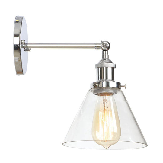 Modern Glass Wall Sconce Light For Indoor Décor - Single Fixture With Transparent Shade Chrome /