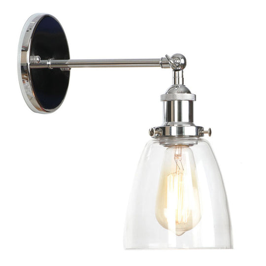 Modern Glass Wall Sconce Light For Indoor Décor - Single Fixture With Transparent Shade Chrome /