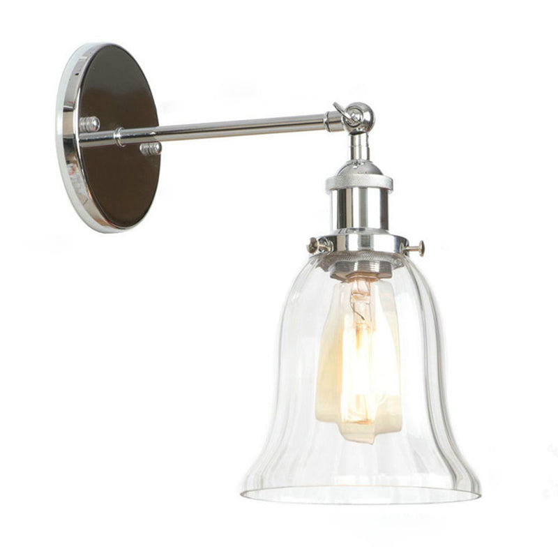 Modern Glass Wall Sconce Light For Indoor Décor - Single Fixture With Transparent Shade Chrome /