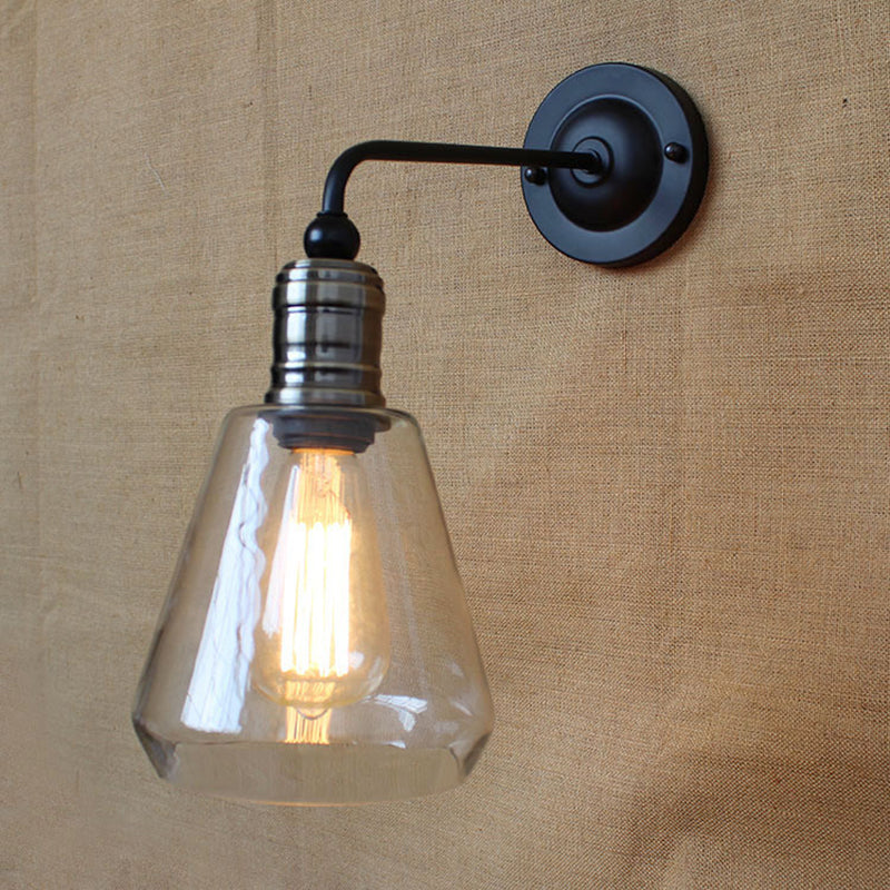 Simplicity 1-Light American Vintage Wall Lamp With Glass Shade