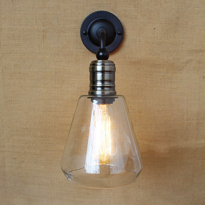 Simplicity 1-Light American Vintage Wall Lamp With Glass Shade