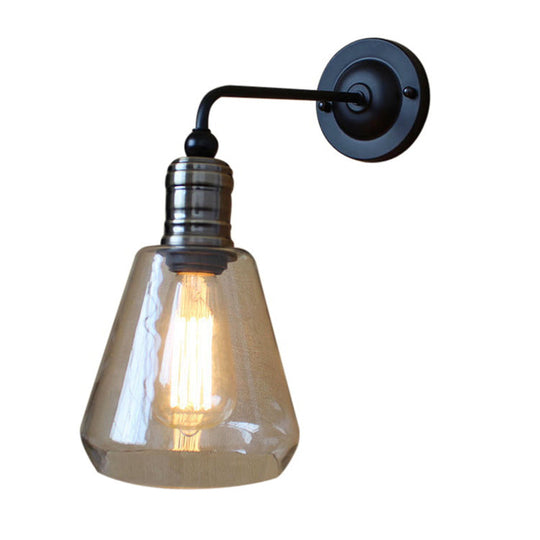 Simplicity 1-Light American Vintage Wall Lamp With Glass Shade Black