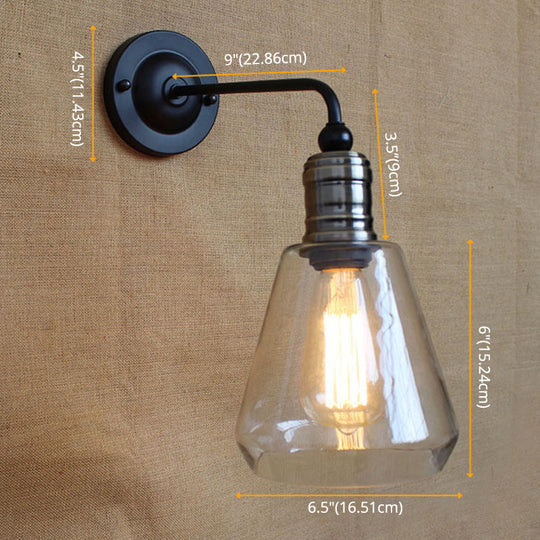 Simplicity 1-Light American Vintage Wall Lamp With Glass Shade