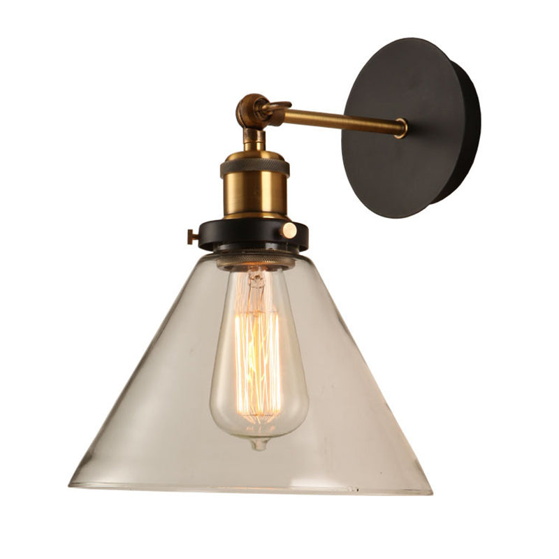 Gold Arm Wall Sconce With Glass Shade For Indoor Bar Décor