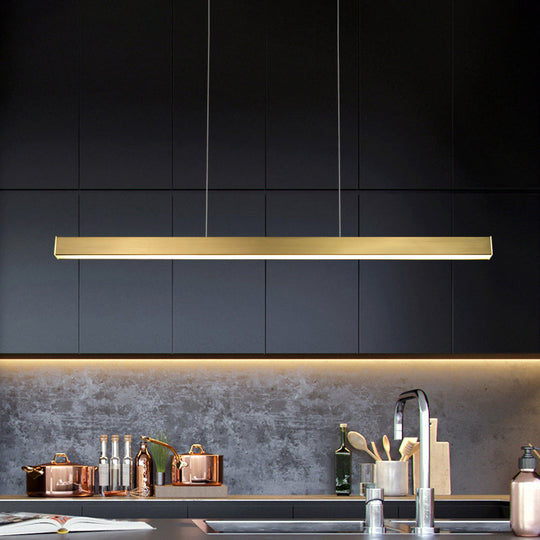 Minimalist Rectangular Led Suspension Lamp - Metal Island Light Fixture