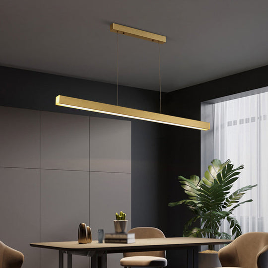 Minimalist Rectangular Led Suspension Lamp - Metal Island Light Fixture