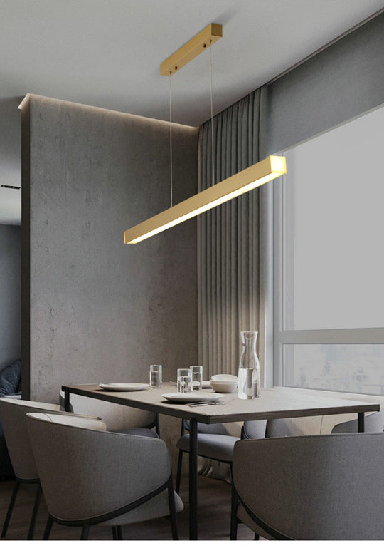 Minimalist Rectangular Led Suspension Lamp - Metal Island Light Fixture