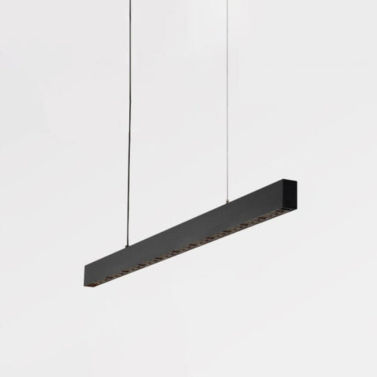 Modern Matte Black Led Dining Room Island Lighting - Simplicity Metal Hanging Light / Warm A