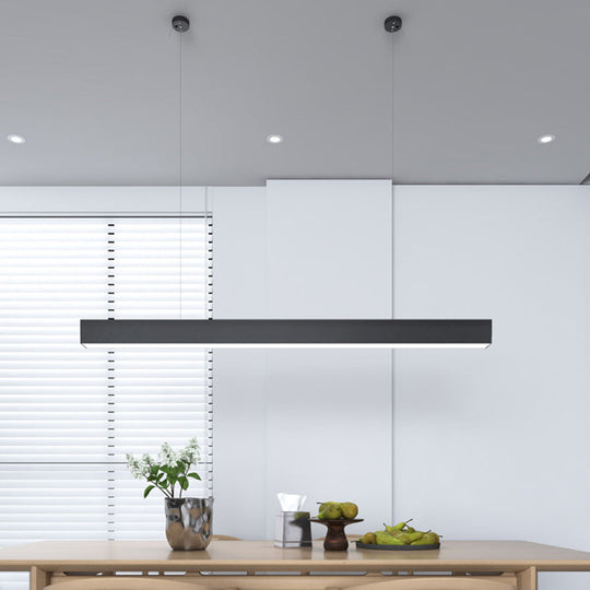 Modern Matte Black Led Dining Room Island Lighting - Simplicity Metal Hanging Light