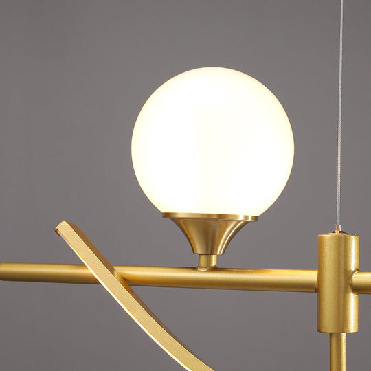 Sleek Gold Curves Pendant Light With Simplicity Led And Ball Shade