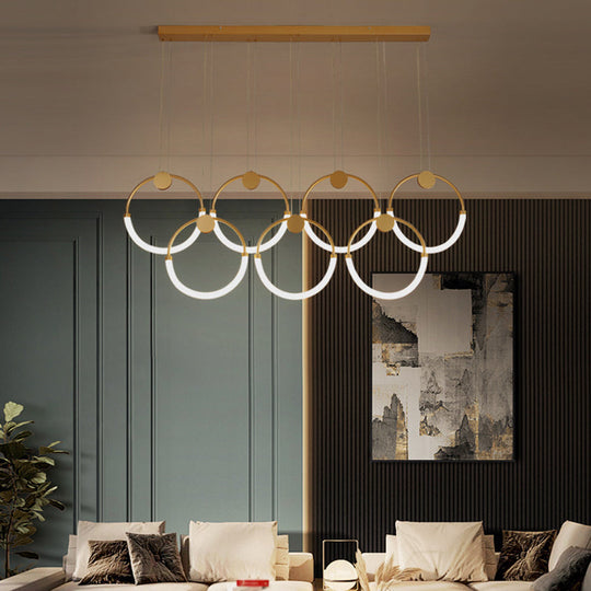 Gold Minimalistic Ring Pendant Led Ceiling Light For Living Room - Acrylic Island Lighting