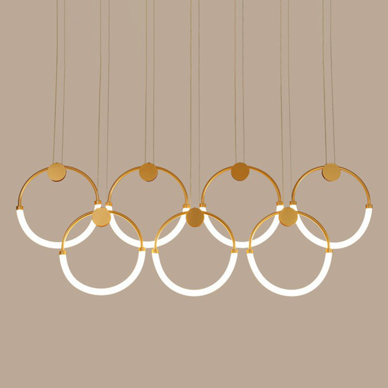 Gold Minimalistic Ring Pendant Led Ceiling Light For Living Room - Acrylic Island Lighting 7 / Warm