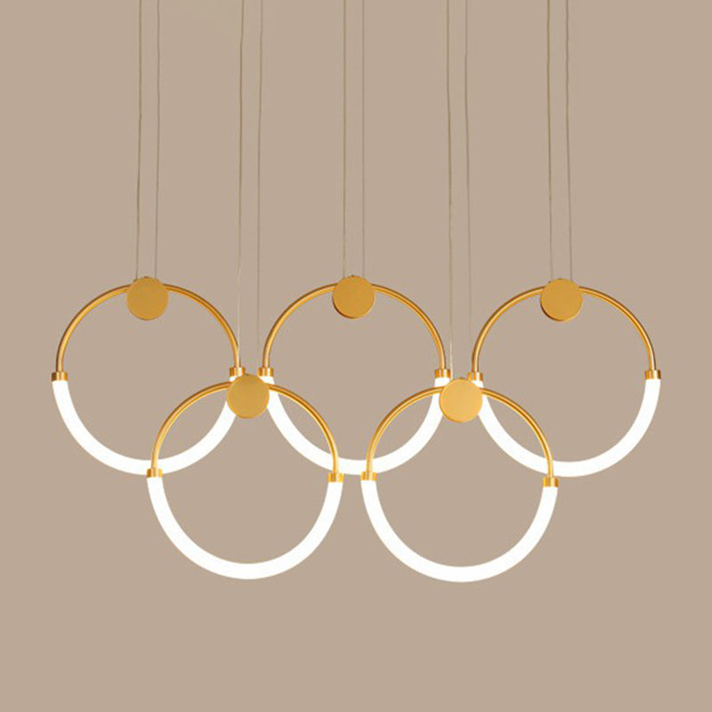 Gold Minimalistic Ring Pendant Led Ceiling Light For Living Room - Acrylic Island Lighting 5 / Warm