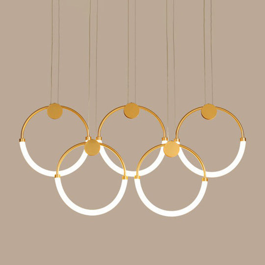 Gold Minimalistic Ring Pendant Led Ceiling Light For Living Room - Acrylic Island Lighting 5 / Warm