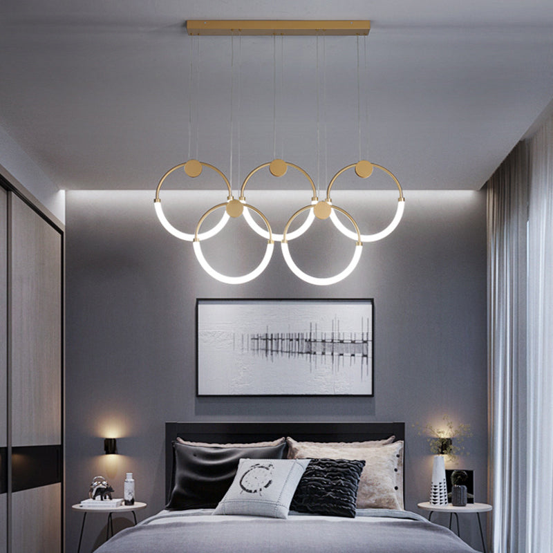 Gold Minimalistic Ring Pendant Led Ceiling Light For Living Room - Acrylic Island Lighting