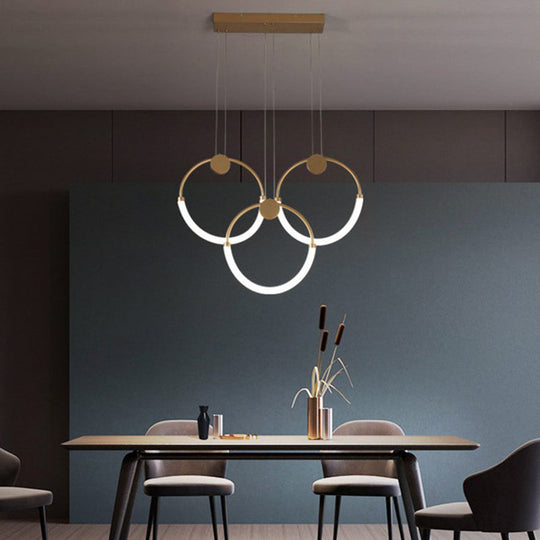 Gold Minimalistic Ring Pendant Led Ceiling Light For Living Room - Acrylic Island Lighting