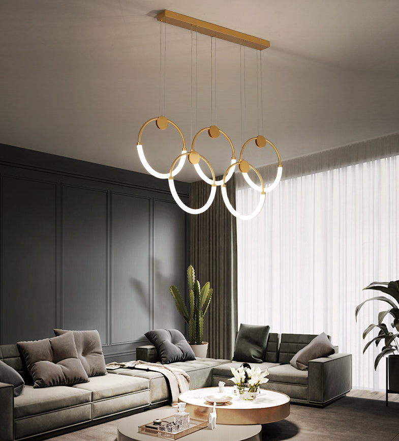 Gold Minimalistic Ring Pendant Led Ceiling Light For Living Room - Acrylic Island Lighting