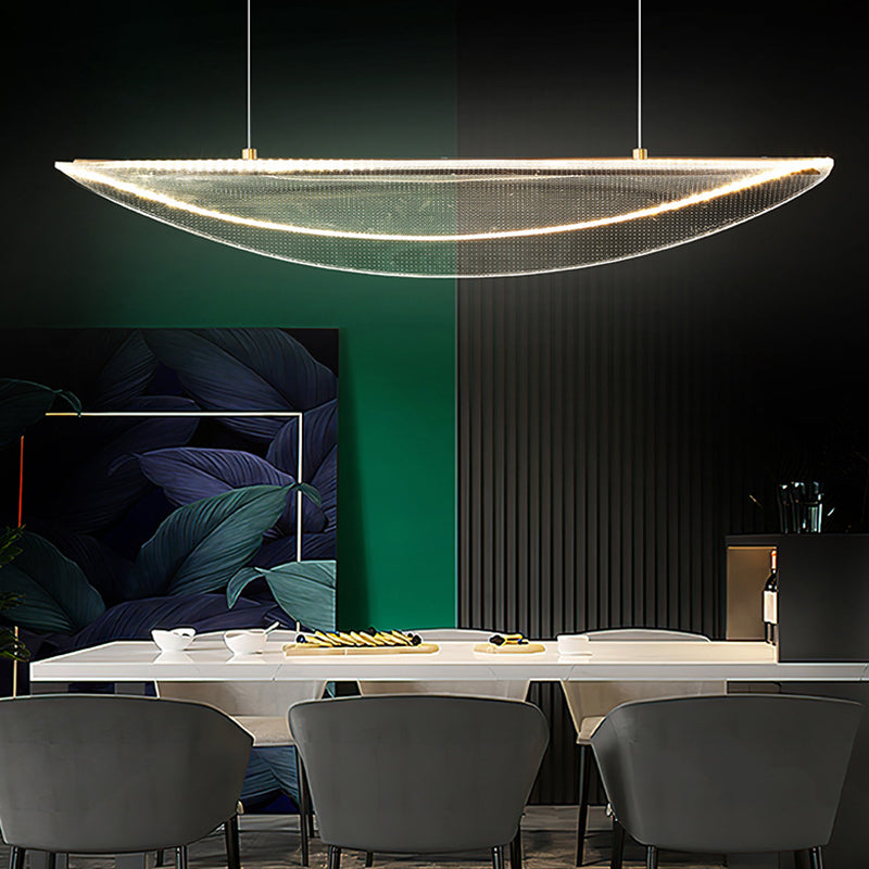 Leaf Shaped Acrylic Led Suspension Light - Natural Elegance For Dining Room Clear / 23.5 Warm