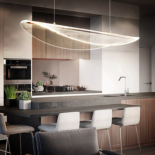 Leaf Shaped Acrylic Led Suspension Light - Natural Elegance For Dining Room