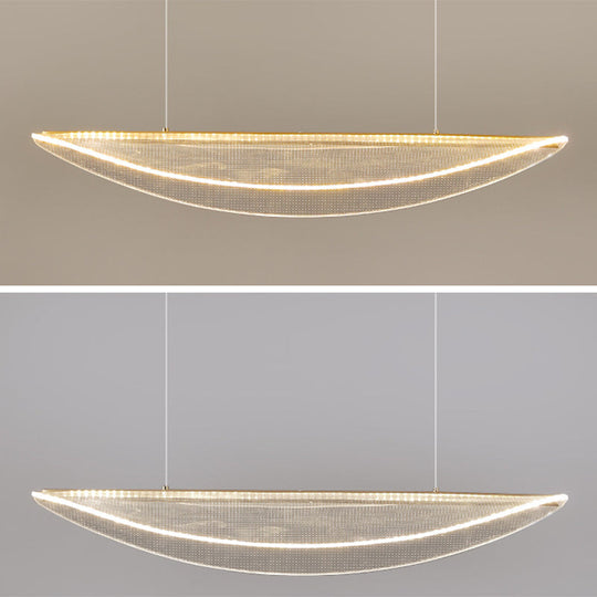 Leaf Shaped Acrylic Led Suspension Light - Natural Elegance For Dining Room