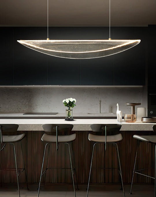 Leaf Shaped Acrylic Led Suspension Light - Natural Elegance For Dining Room