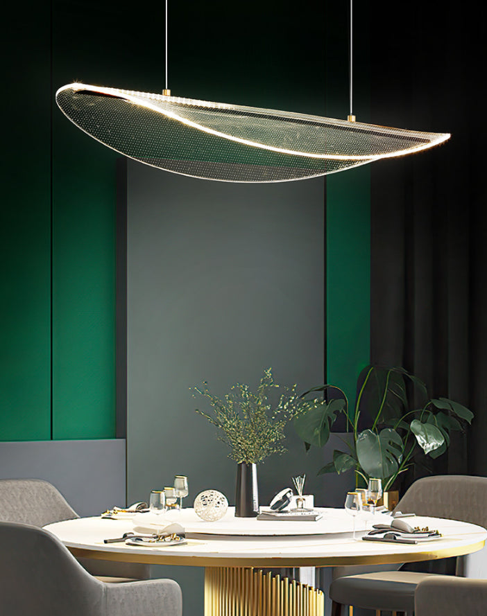 Leaf Shaped Acrylic Led Suspension Light - Natural Elegance For Dining Room