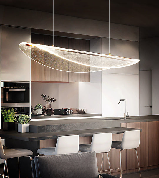 Leaf Shaped Acrylic Led Suspension Light - Natural Elegance For Dining Room