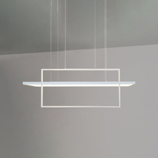 Minimalist Led White Frame Rectangular Hanging Light With Acrylic Island Lighting Fixture 2 /