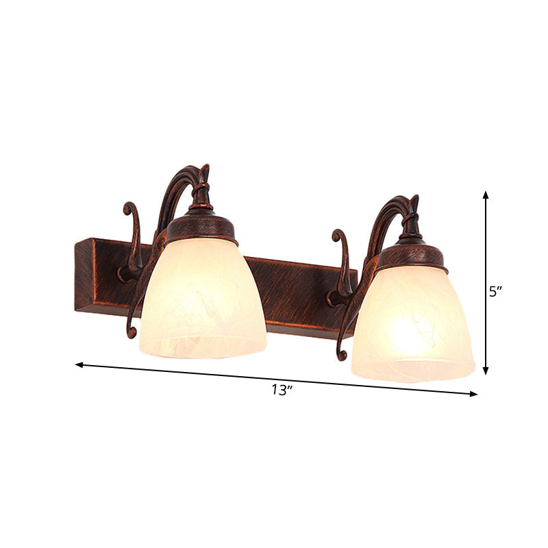 Opal Glass Copper Dome Sconce - Traditional Bathroom Vanity Light (1/2/3 Lights)