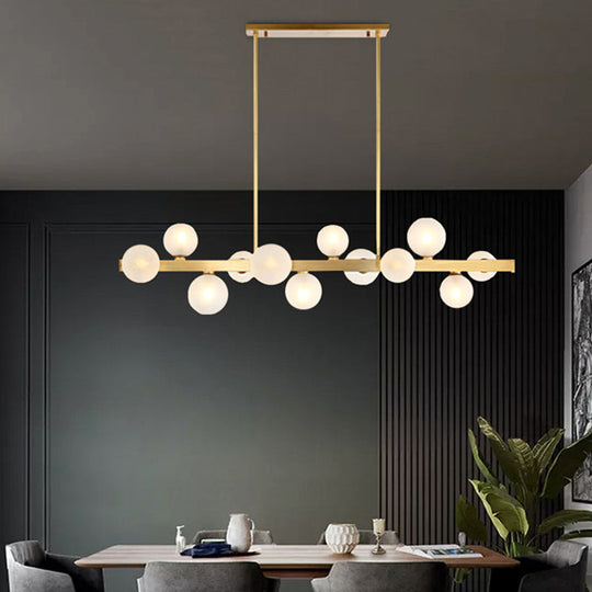 Gold Simplicity Globe Pendant Lamp: Frosted Glass Dining Room Island Lighting