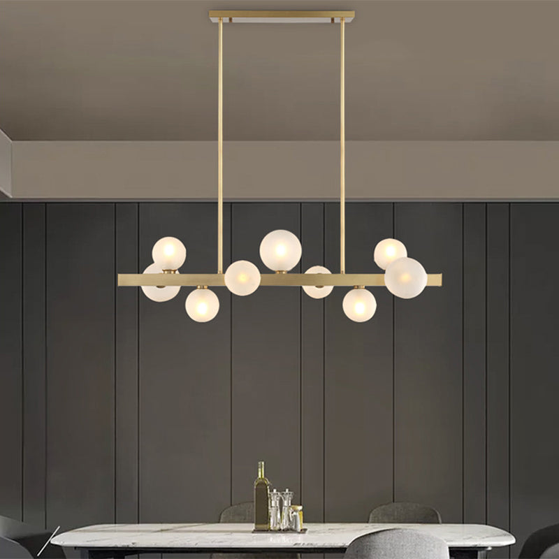 Gold Simplicity Globe Pendant Lamp: Frosted Glass Dining Room Island Lighting