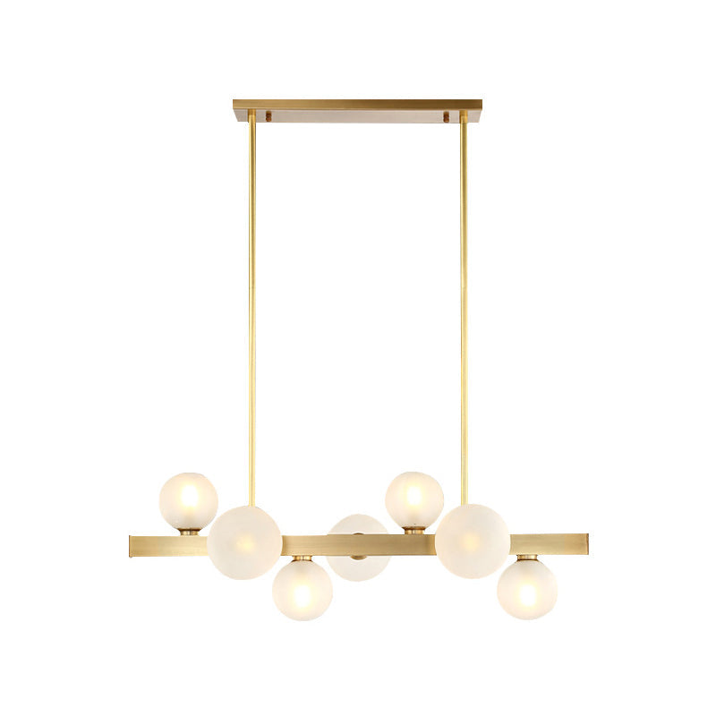 Gold Simplicity Globe Pendant Lamp: Frosted Glass Dining Room Island Lighting