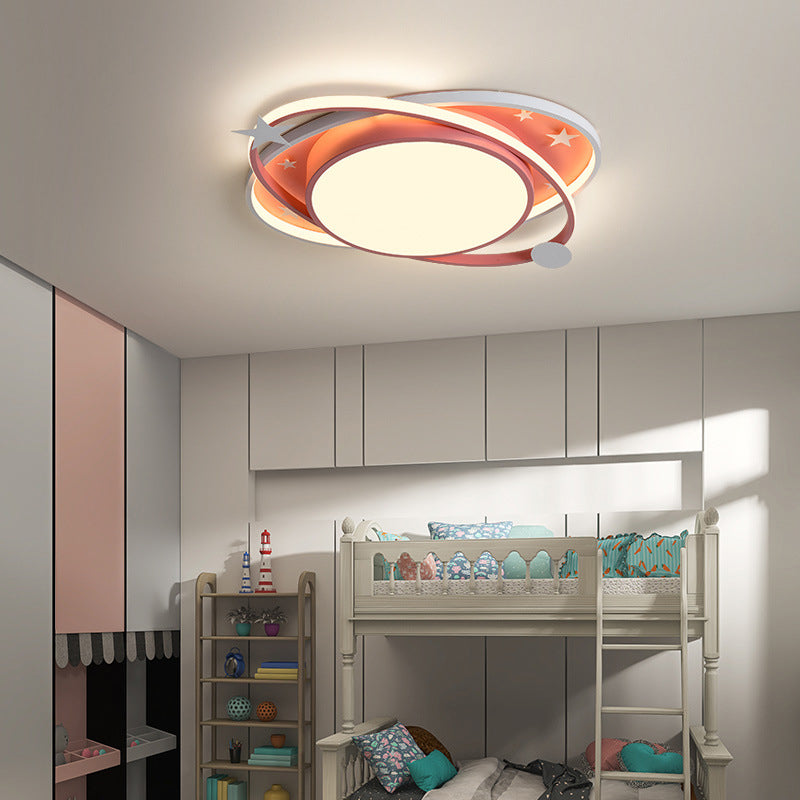 Nordic Metal Flush Mount Spotlight With White Acrylic Shade For Kids Bedroom