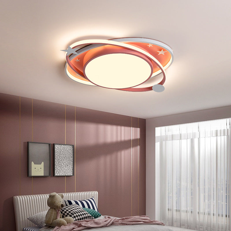 Nordic Metal Flush Mount Spotlight With White Acrylic Shade For Kids Bedroom