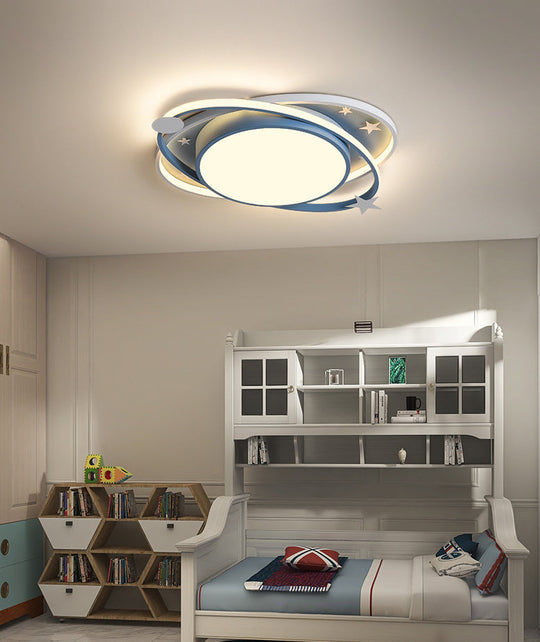 Nordic Metal Flush Mount Spotlight With White Acrylic Shade For Kids Bedroom