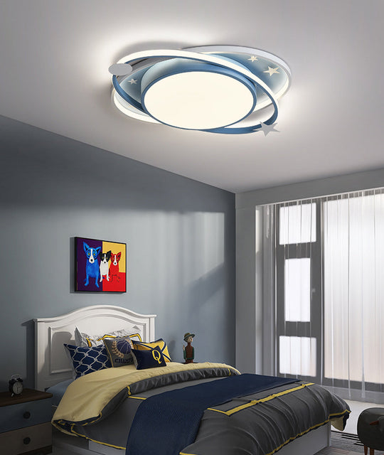 Nordic Metal Flush Mount Spotlight With White Acrylic Shade For Kids Bedroom